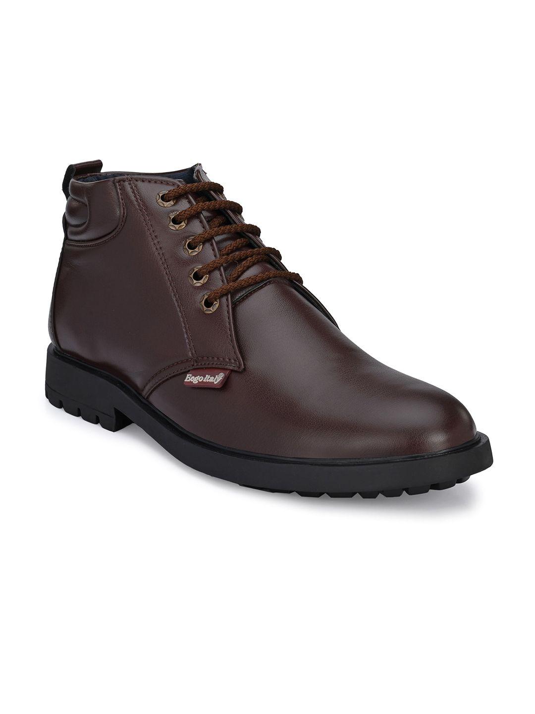 eego italy men brown textured flat boots