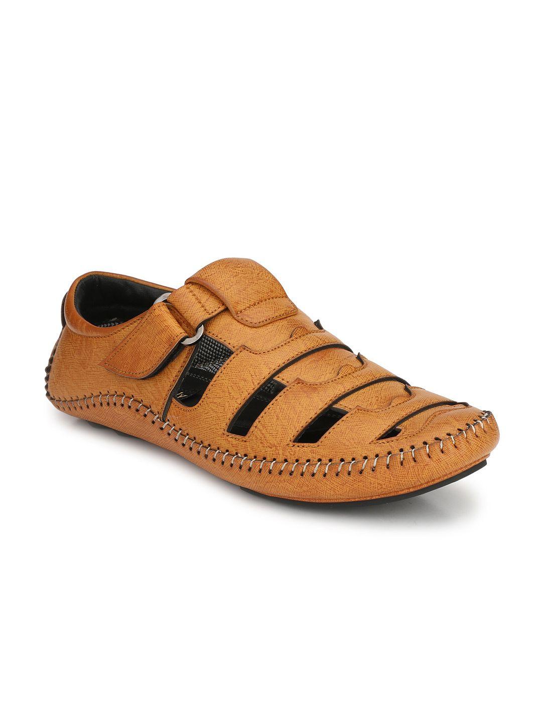 eego italy men tan & black fisherman sandals