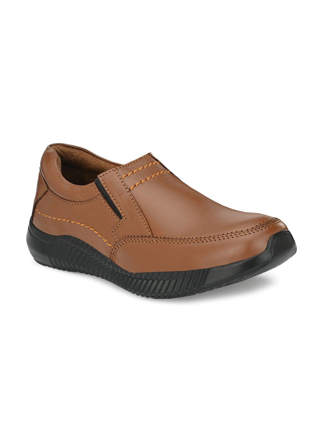 eego italy men tan formal genuine leather slip-ons