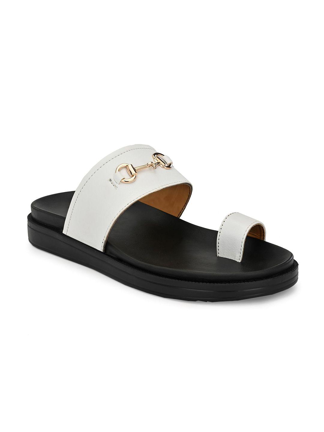 eego italy men white & black comfort sandals