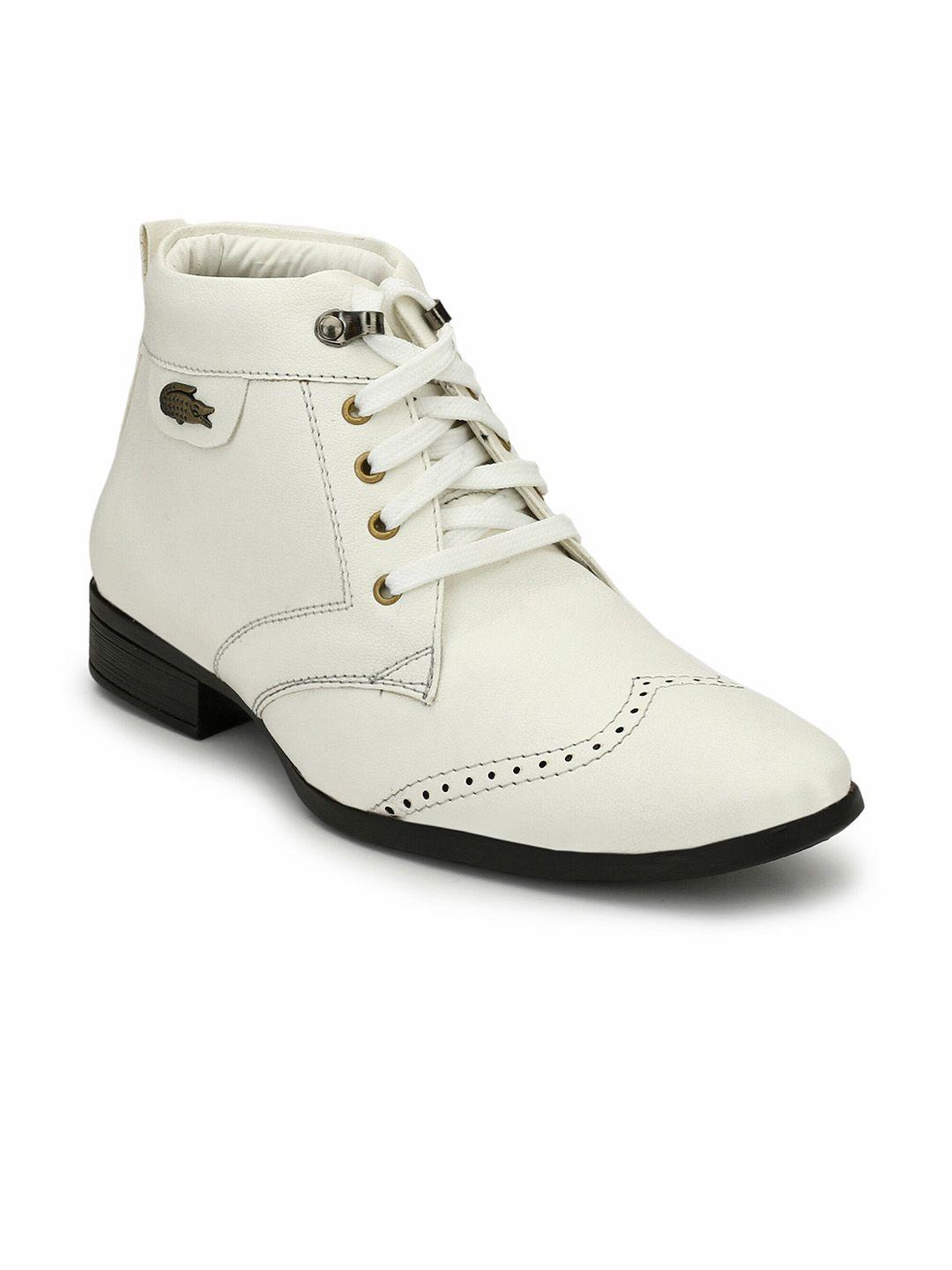 eego italy men white solid ankle-length boots