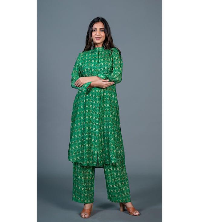 eeshva india bright green printed co-ord set