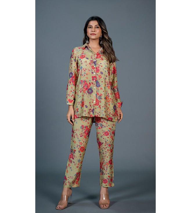 eeshva india light green floral printed co-ord set