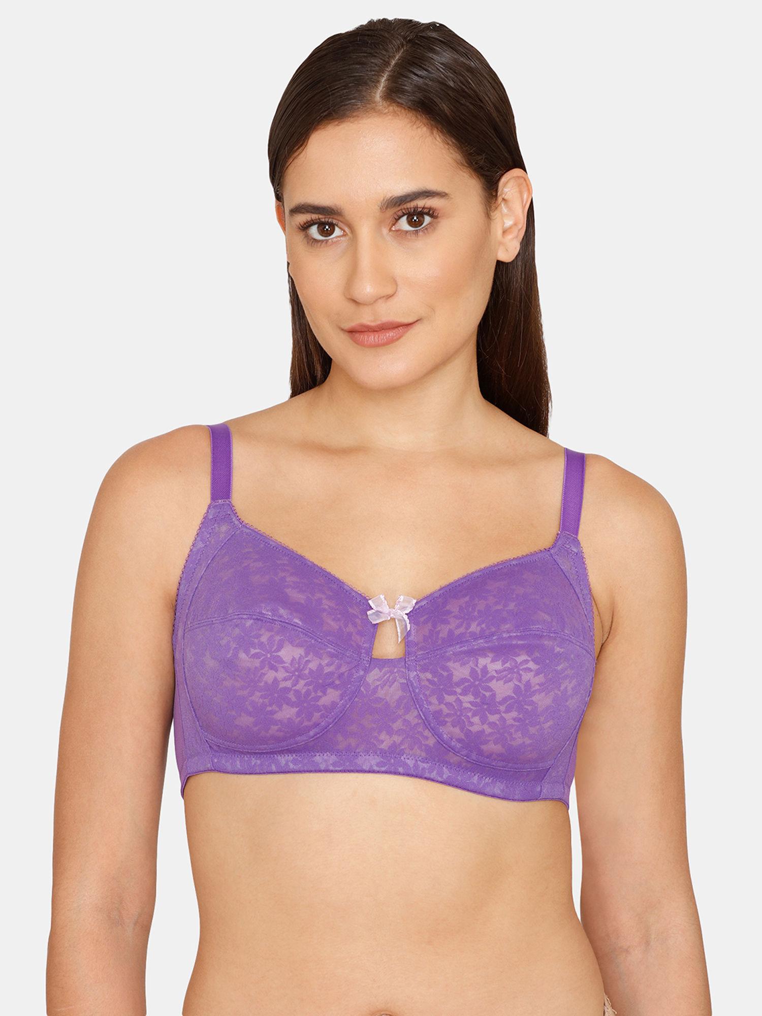 effortless glam double layered non wired 3/4th coverage bra royal purple