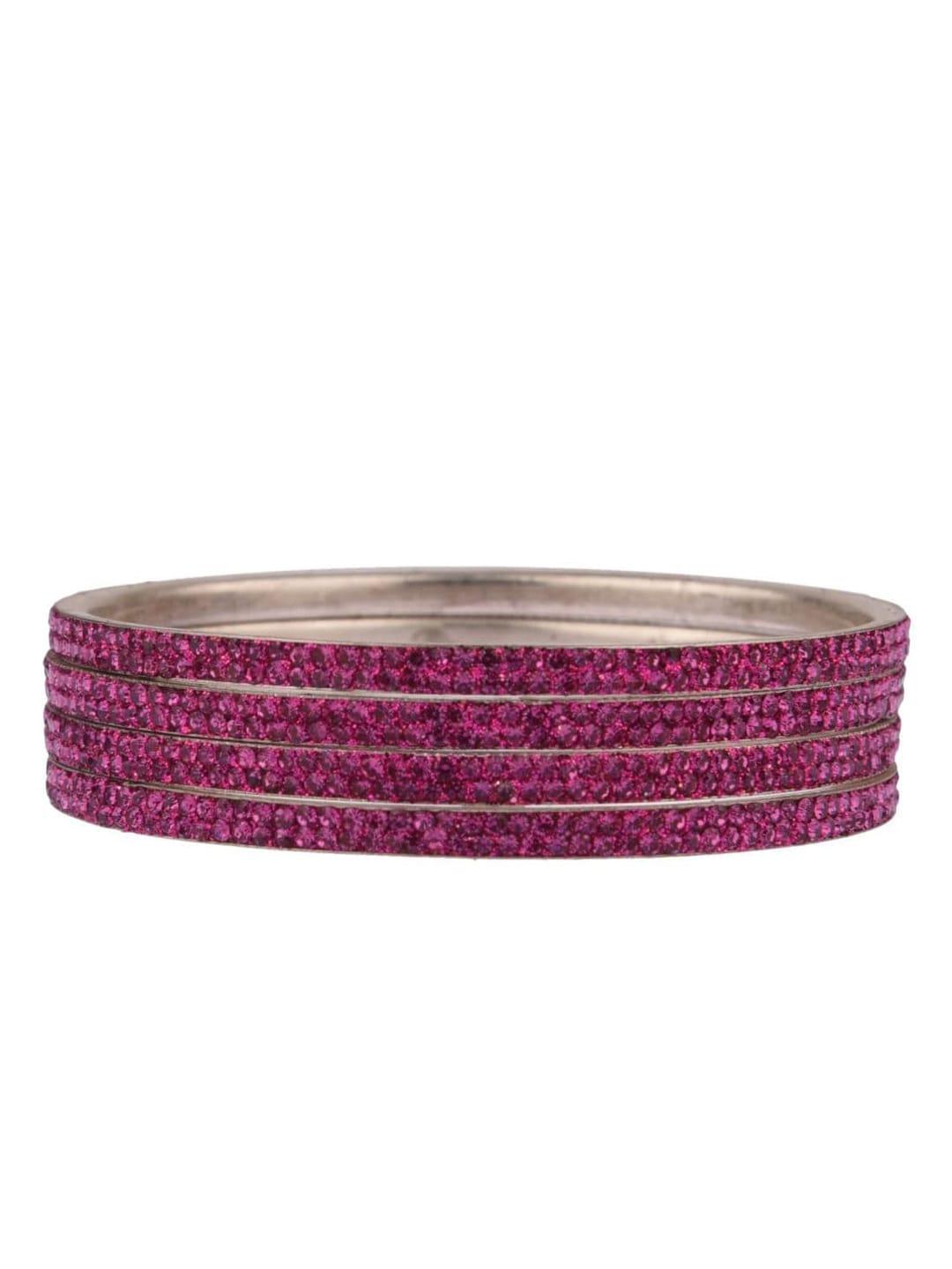 efulgenz women  set of 4 silver-toned & pink antique crystal studded bangle  bracelet set