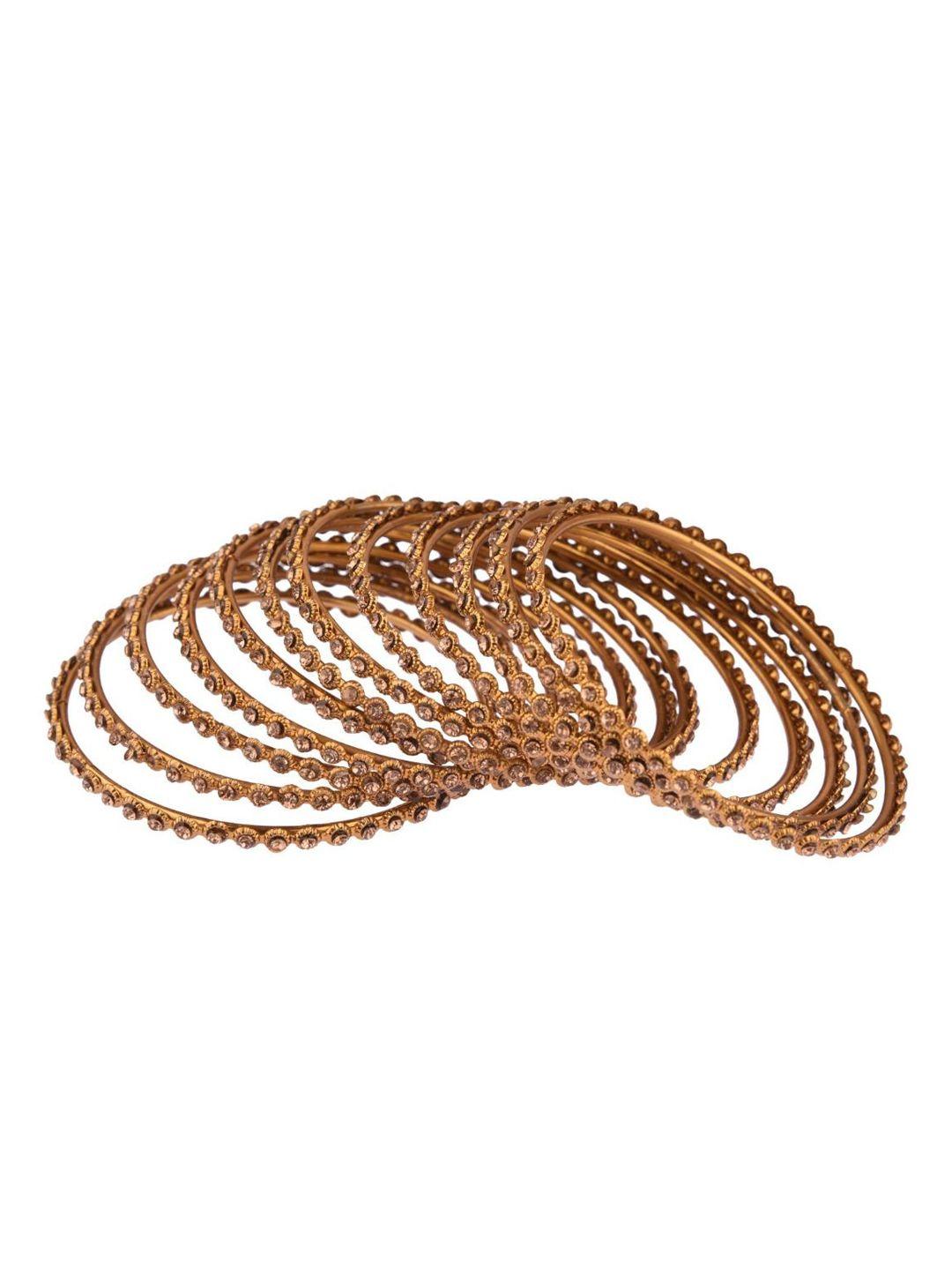 efulgenz  set of 6 gold-plated crystal-studded bangles