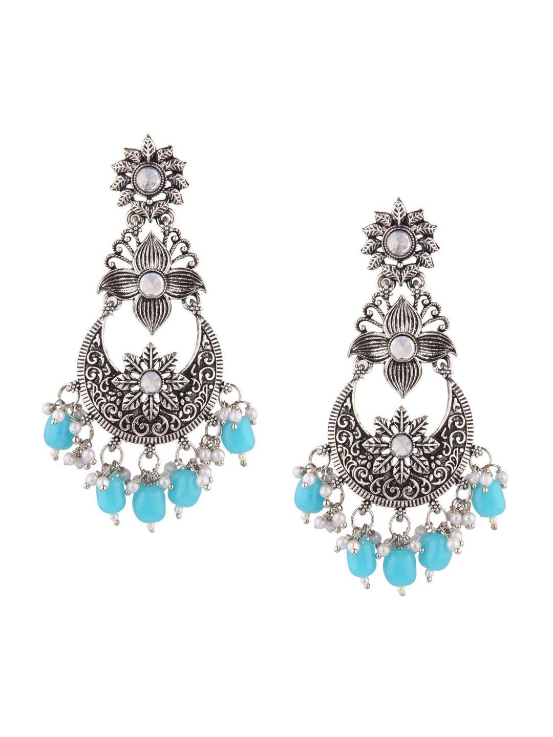 efulgenz blue floral chandbalis earrings
