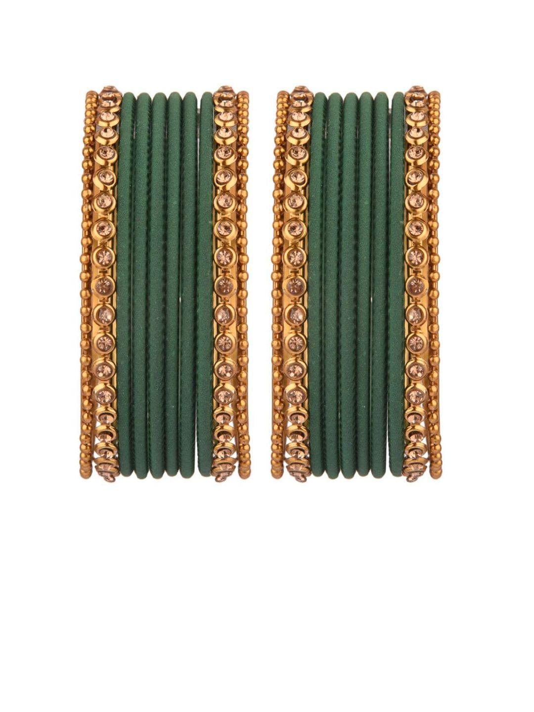 efulgenz classic fashion set of 20-pcs gold-plated & green bangle set