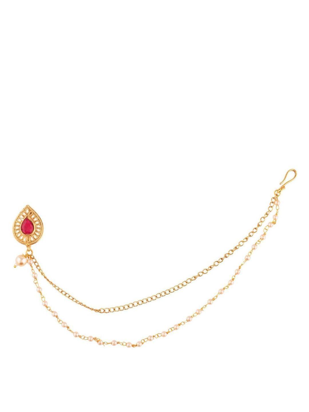 efulgenz gold-plated red crystal-studded nosepin