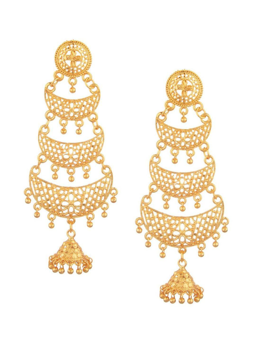 efulgenz gold-toned classic jhumkas earrings