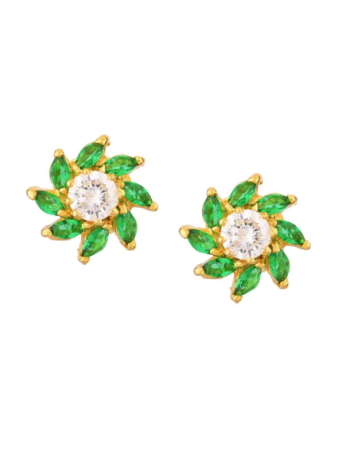 efulgenz green floral studs earrings