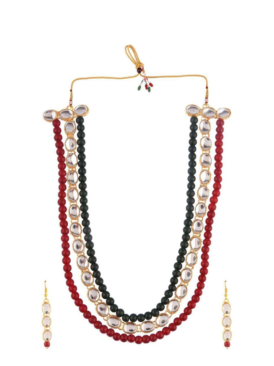 efulgenz multicolored beaded & studded layered jewellery set