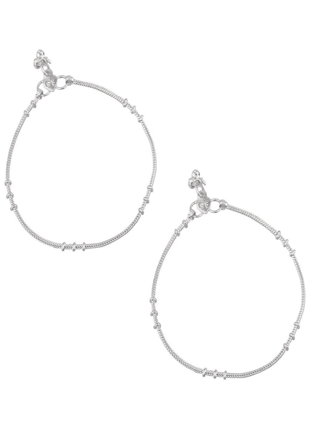 efulgenz silver plated oxidised bridal anklet set