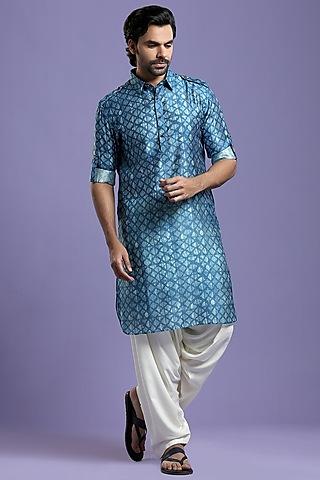 egyptian blue printed kurta set