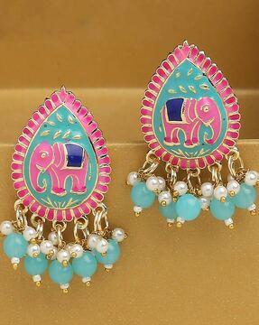 ehc178-gold-plated meenakari drop earrings