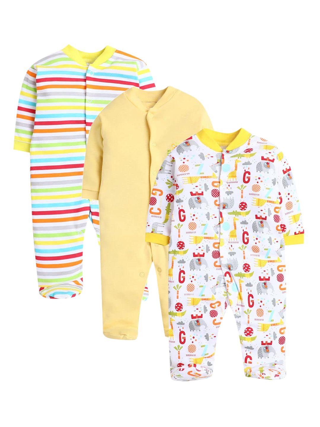 eio infants pack of 3 printed pure cotton rompers