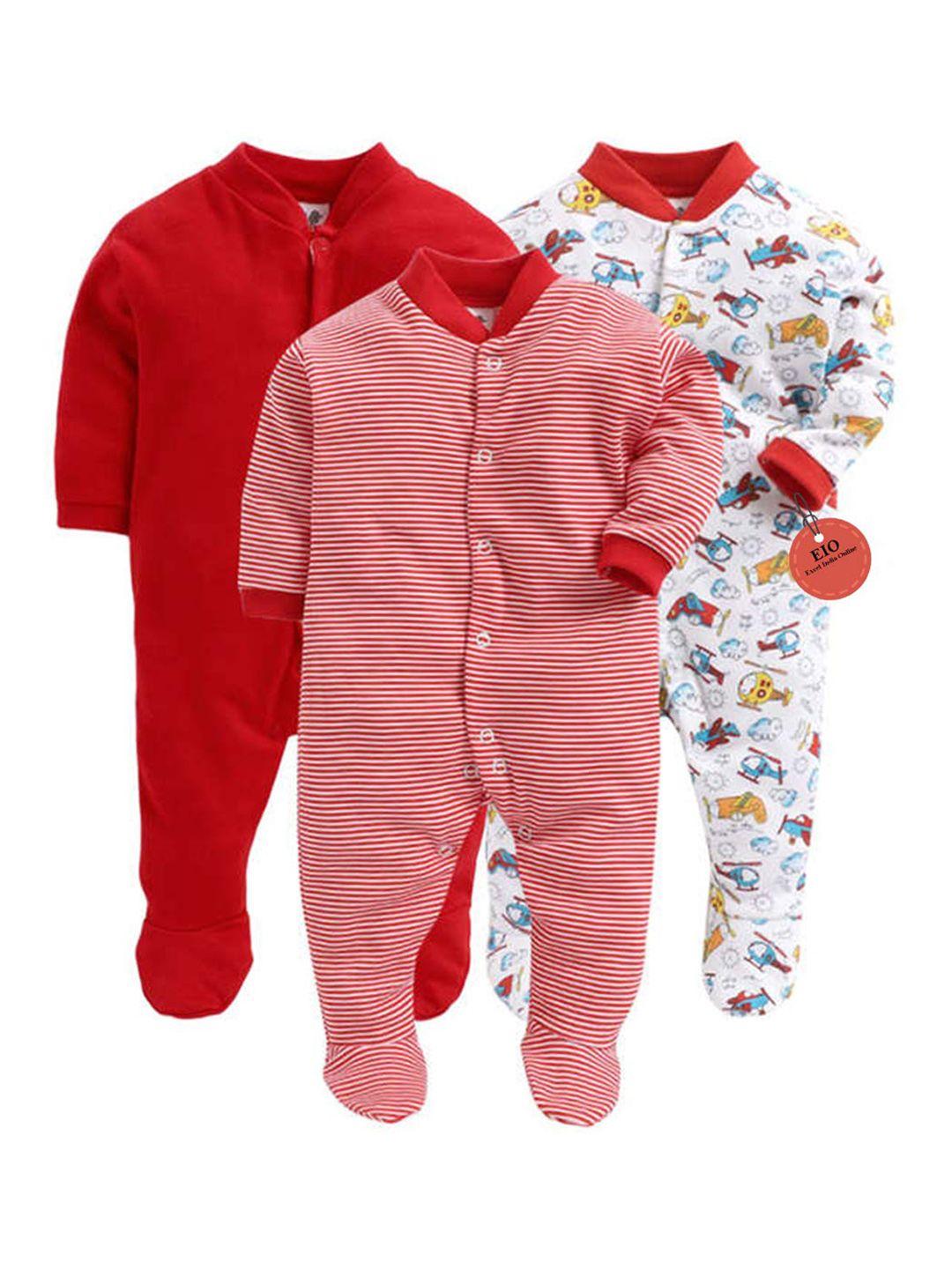 eio kids pack of 3 solid cotton rompers