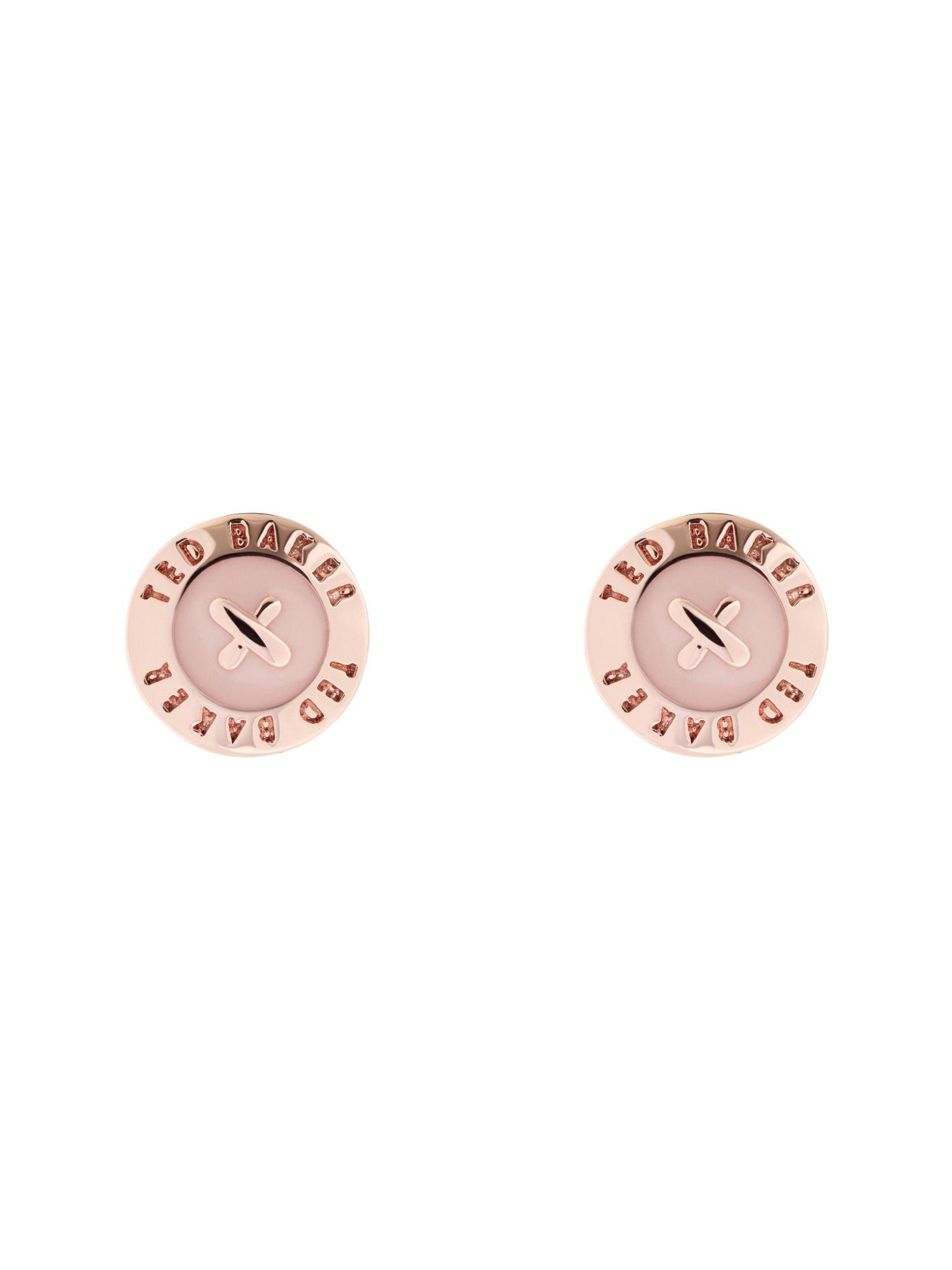 eisley rose gold tone enamel mini button earring