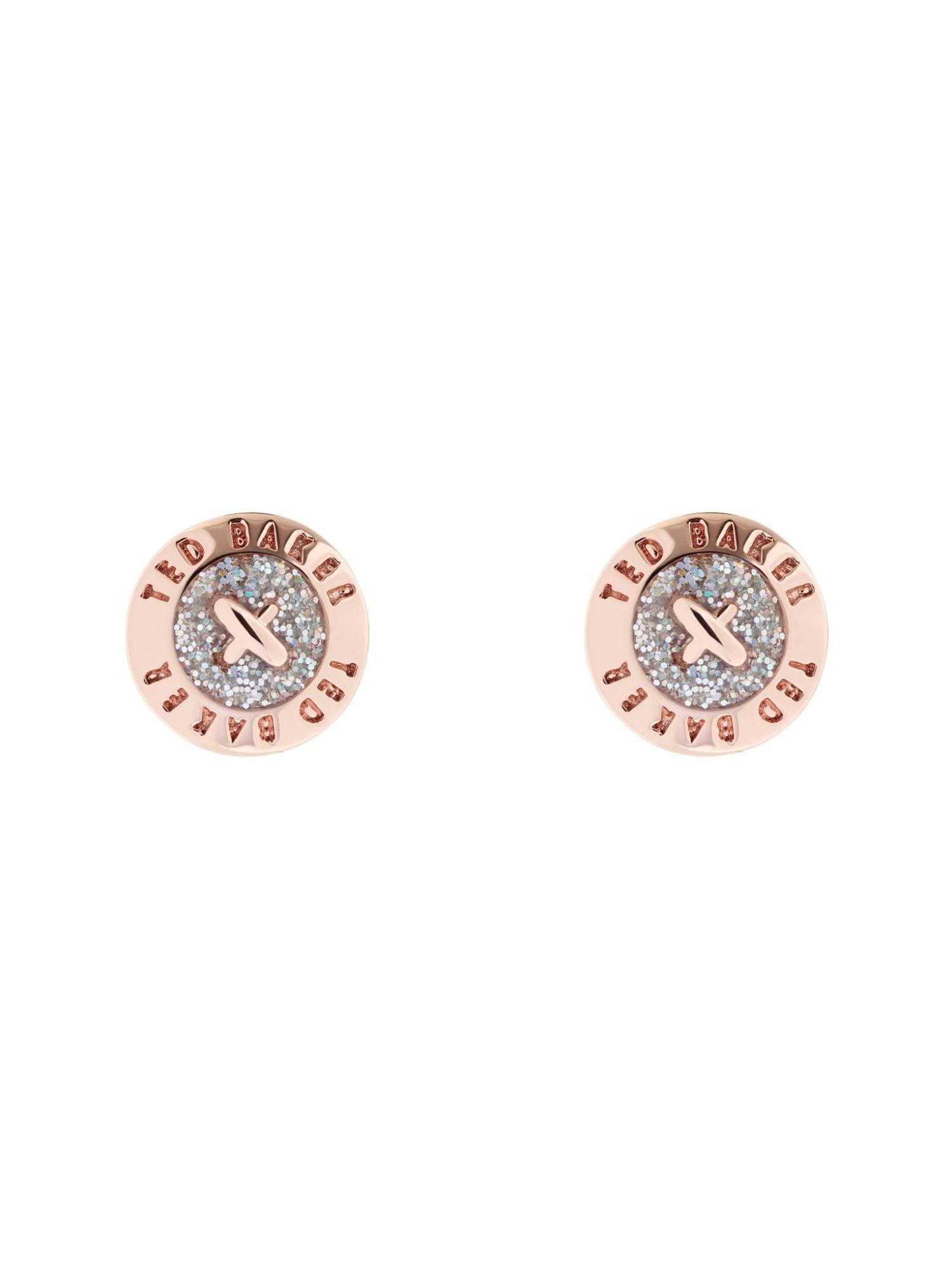 eisley rose gold tone enamel mini button earring