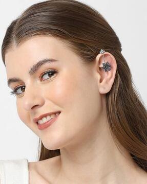 ejam60-silver-plated floral designed ear cuff
