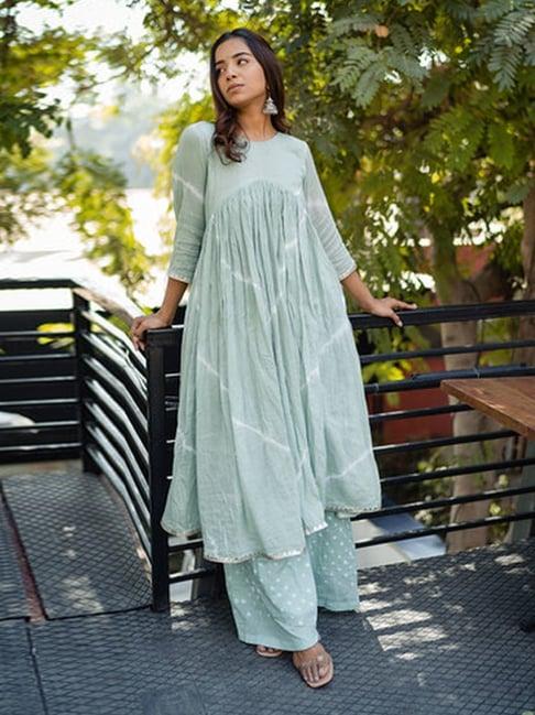 ekaan light blue teal love kurta with pant