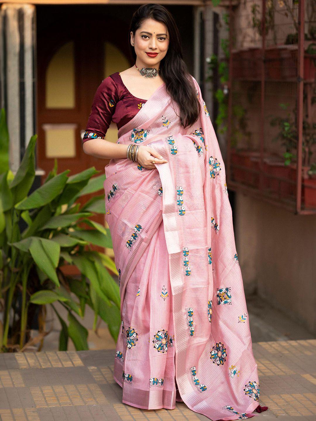 ekasya mauve linen blend designer saree