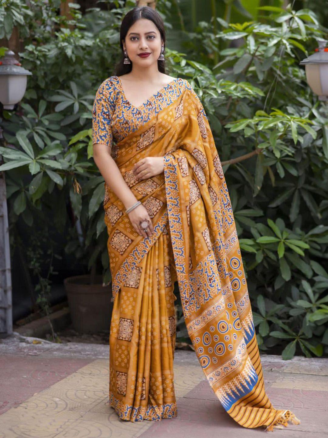 ekasya mustard designer saree