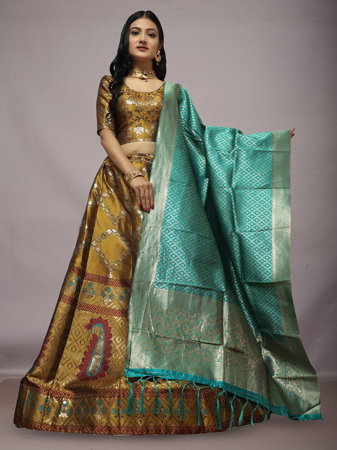 ekta textiles woven design semi-stitched lehenga & blouse with dupatta