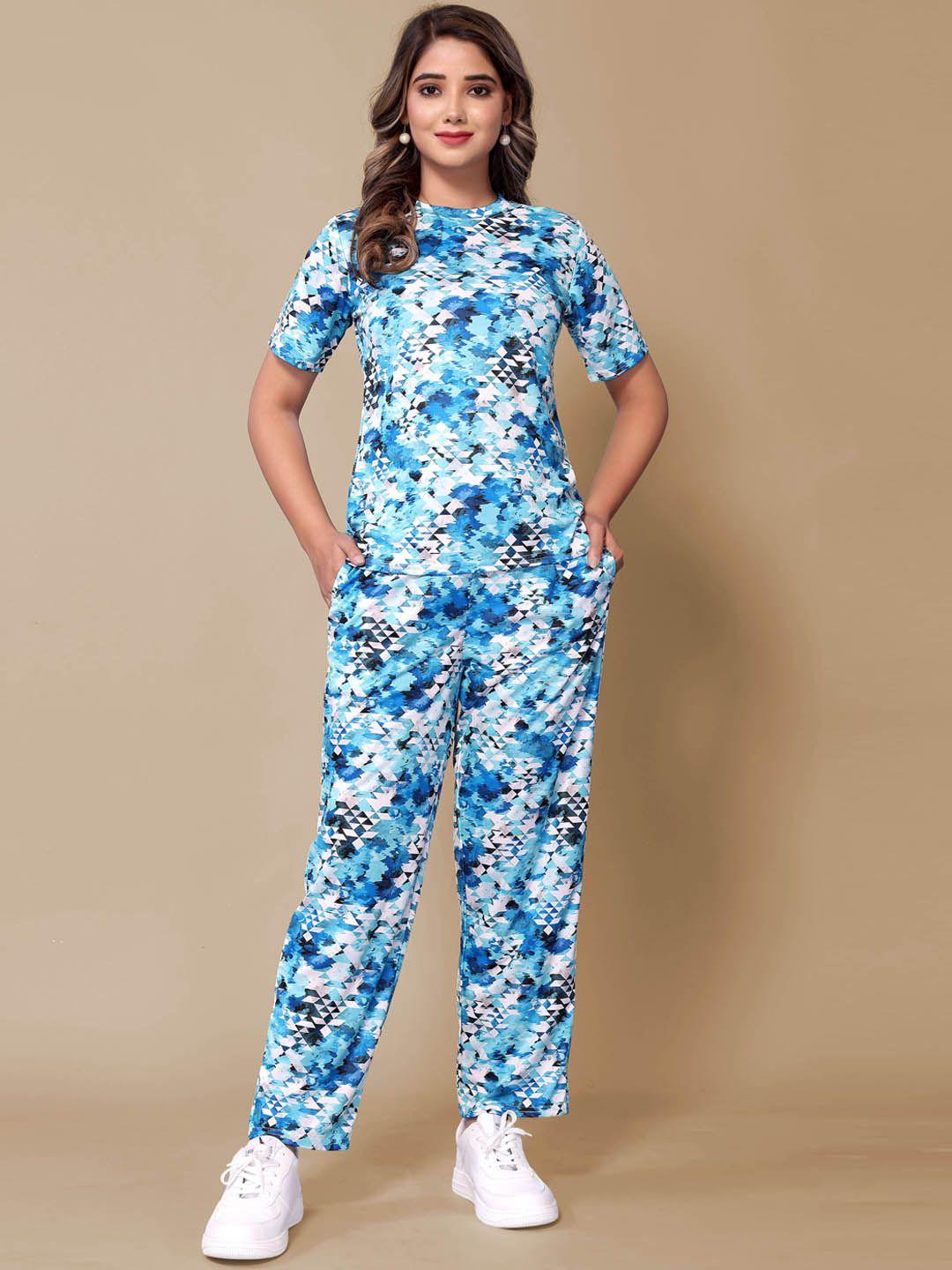 ekta textiles abstract printed t-shirt with trousers