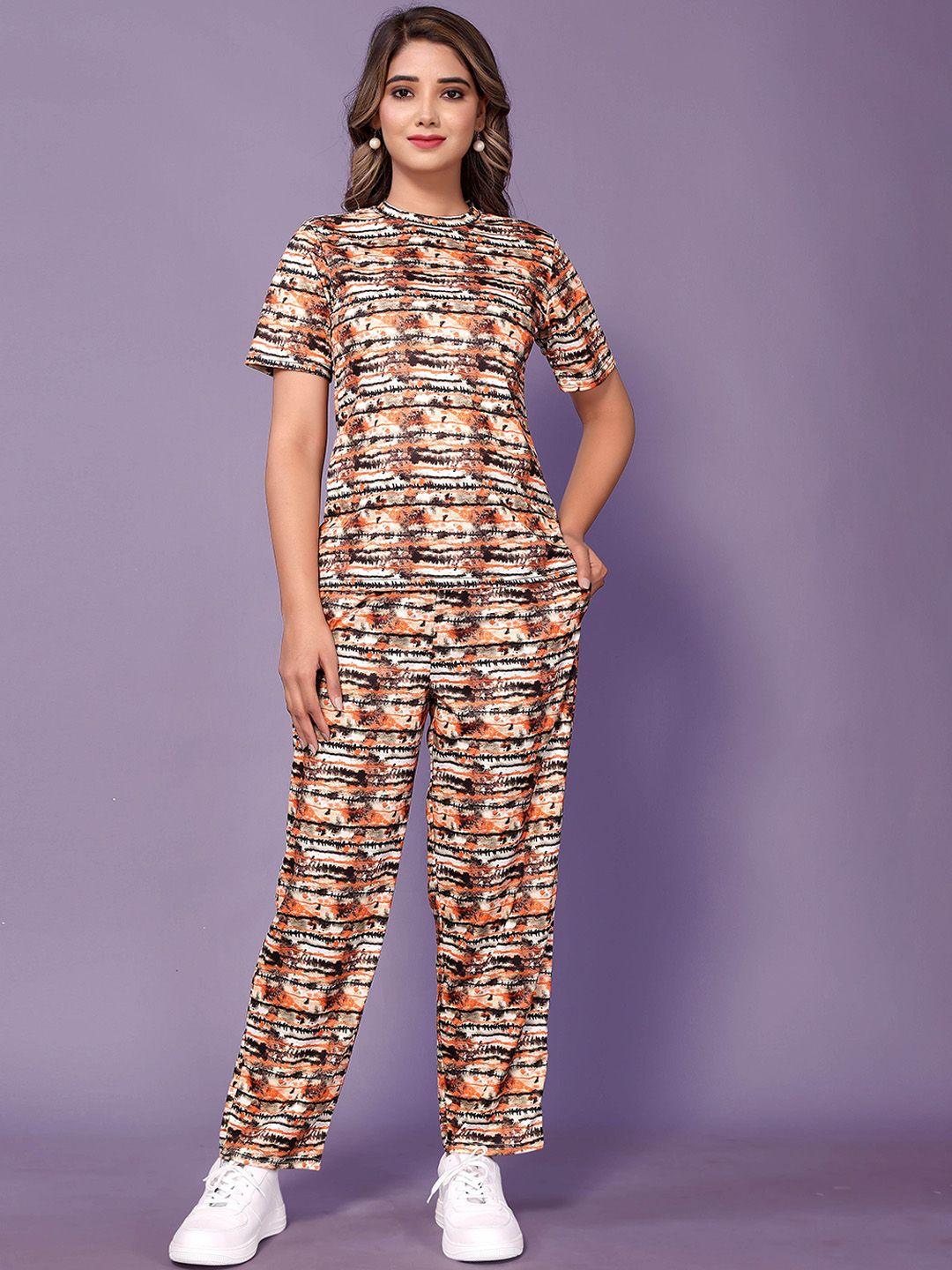 ekta textiles abstract printed t-shirt with trousers