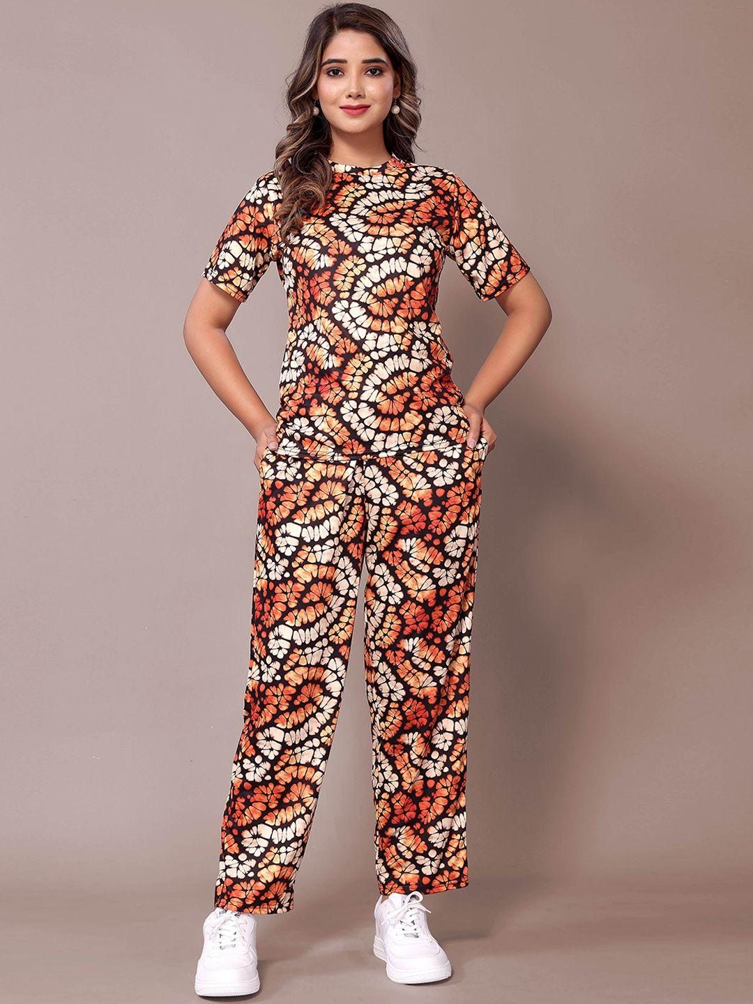 ekta textiles abstract printed t-shirt with trousers