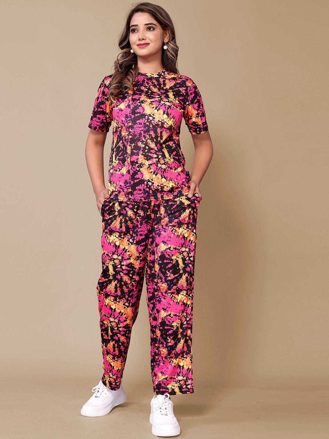 ekta textiles abstract printed t-shirt with trousers