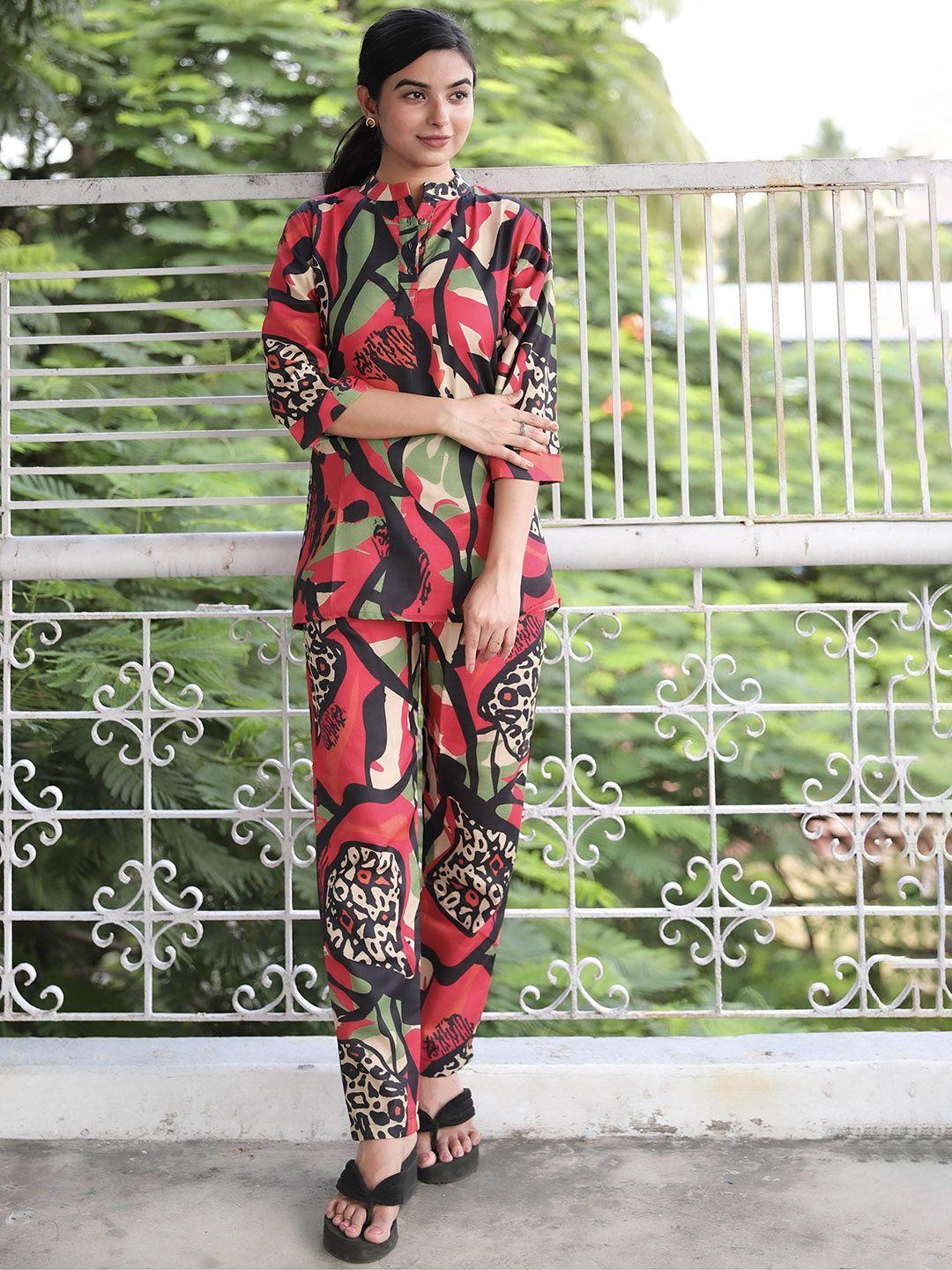 ekta textiles abstract printed tunic with trousers co-ords