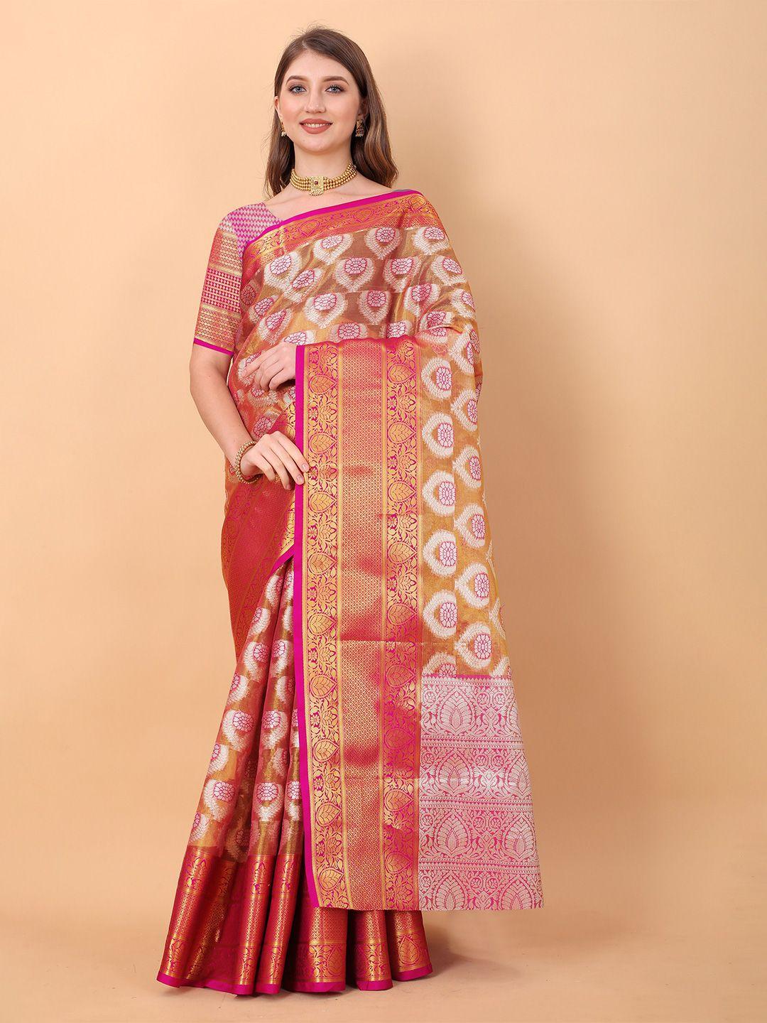 ekta textiles ethnic motifs woven design zari pure silk banarasi saree