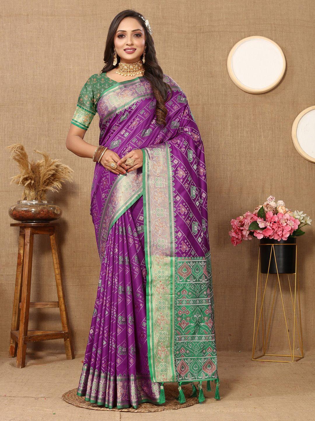 ekta textiles ethnic motifs woven design zari pure silk patola saree
