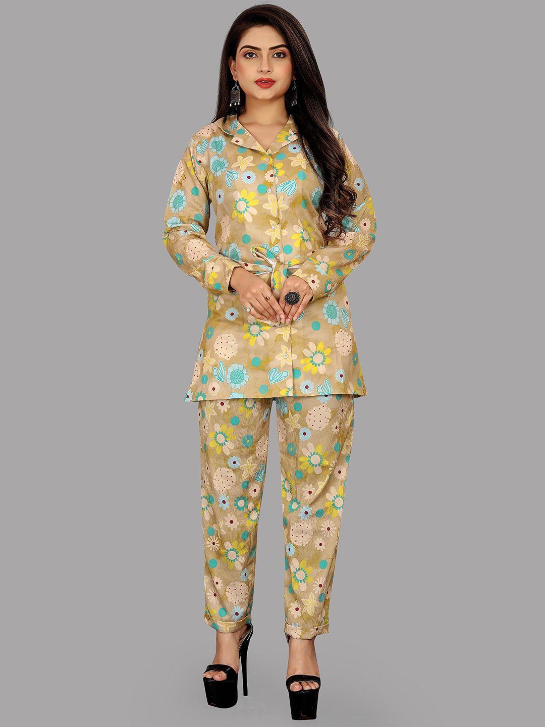 ekta textiles floral printed tunic with trousers