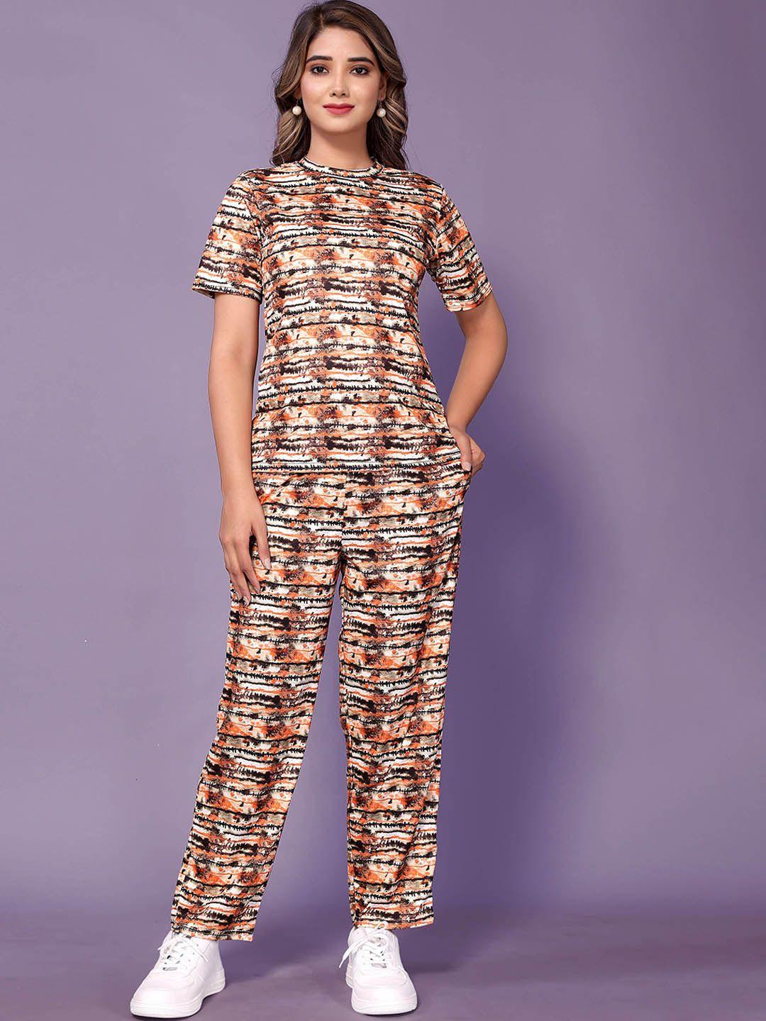 ekta textiles printed round neck t-shirt with trousers