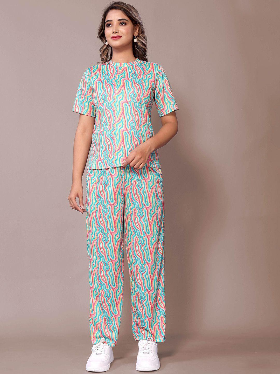 ekta textiles printed t-shirt with trousers