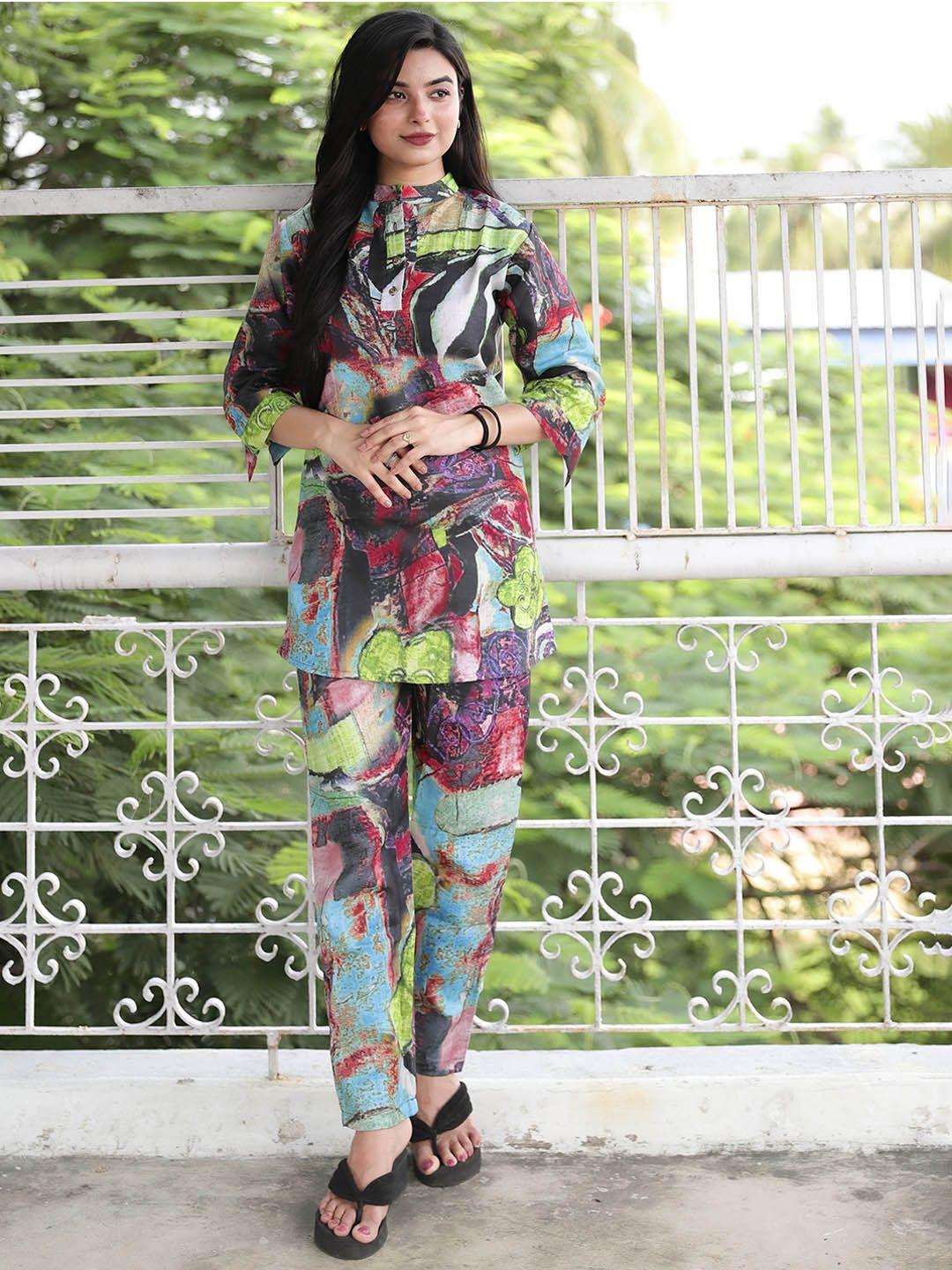 ekta textiles printed top with trousers