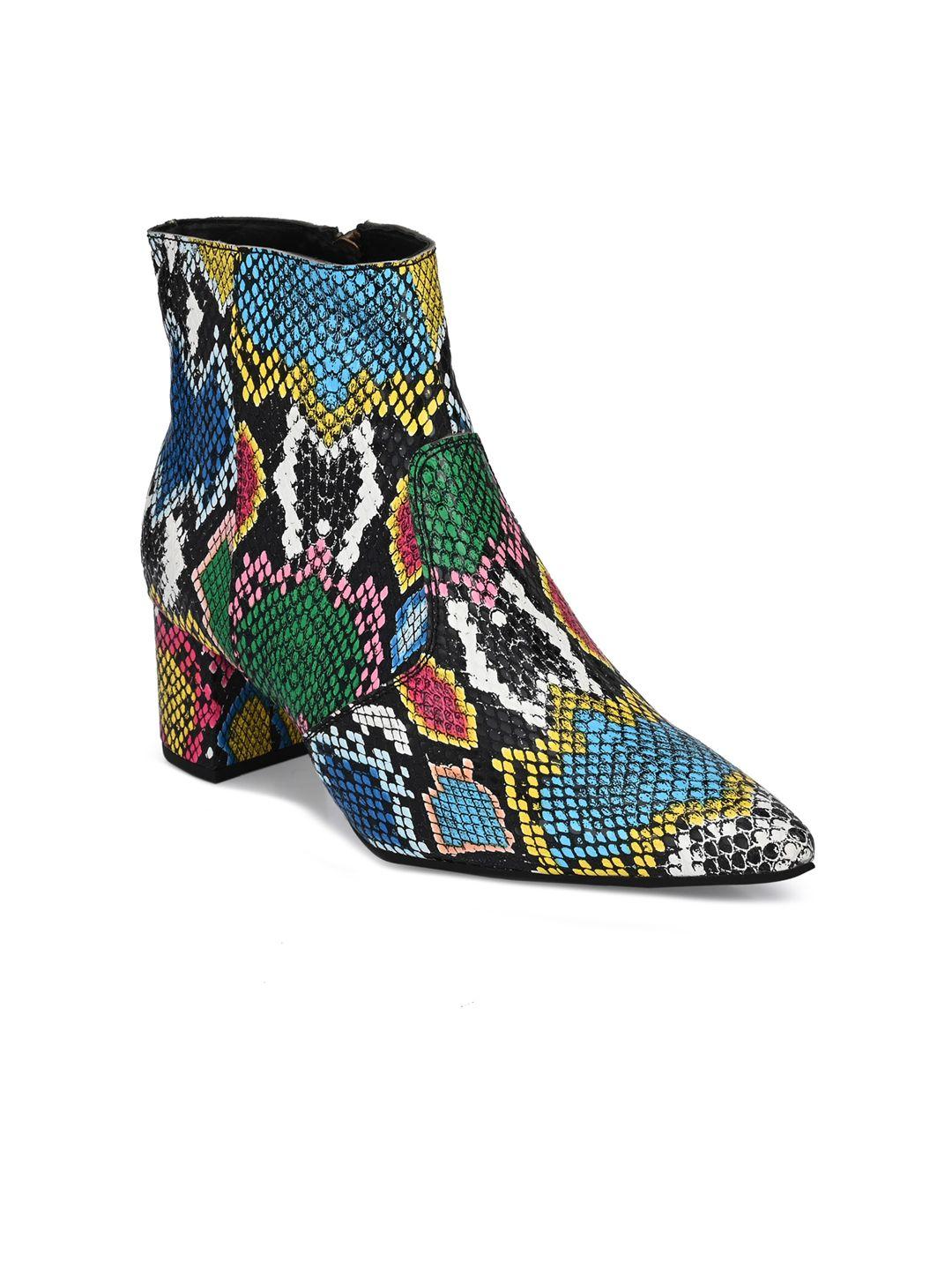 el paso multicoloured printed high-top block heeled boots