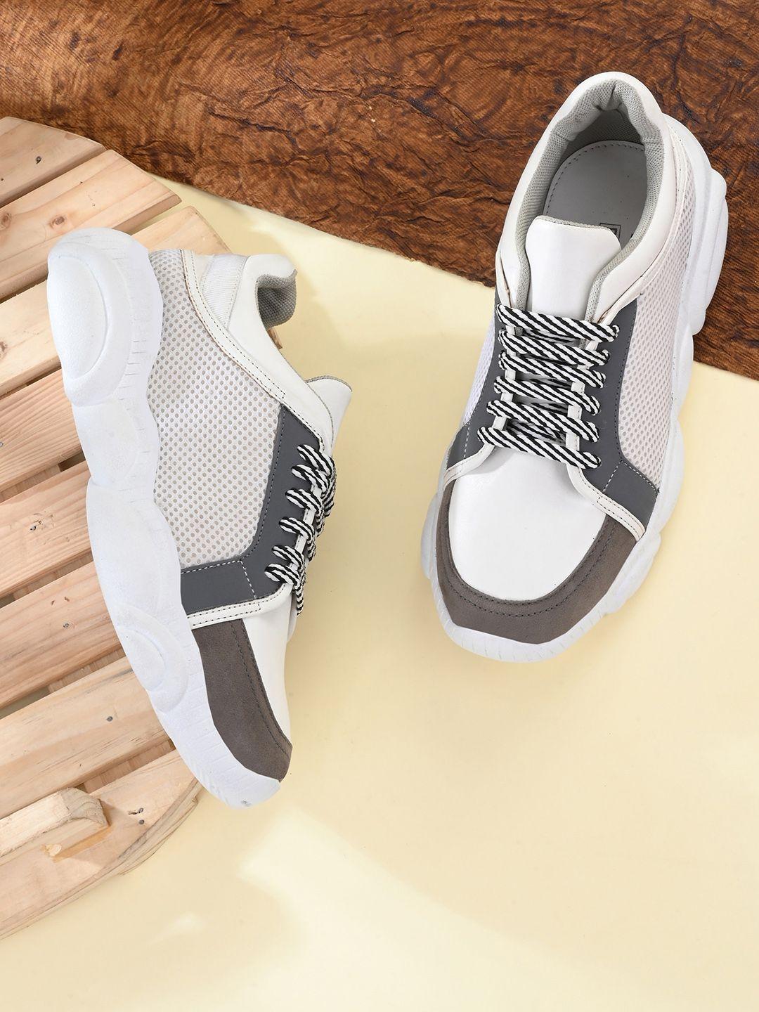 el paso women grey & white colourblocked sneakers
