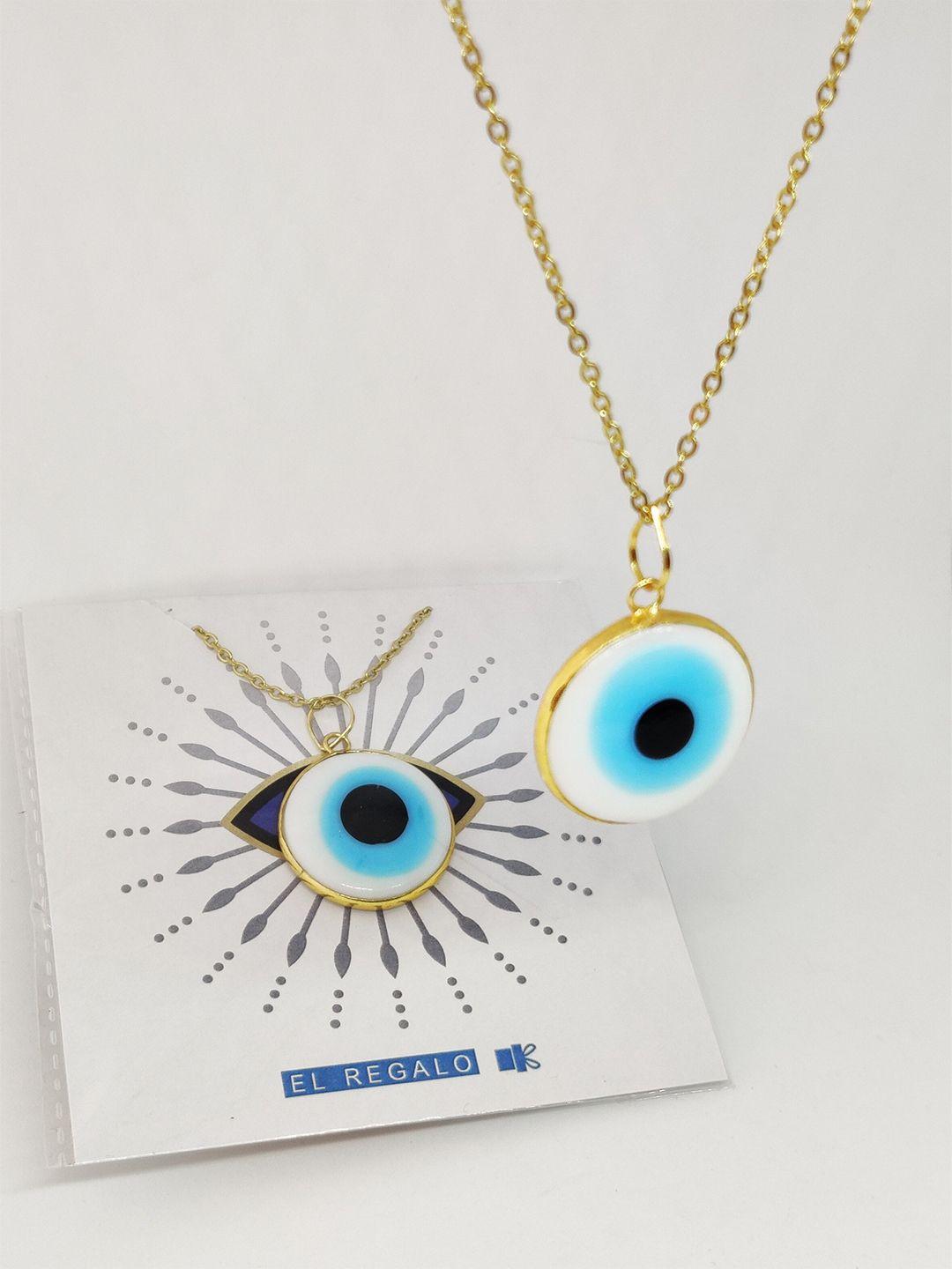 el regalo blue & gold-toned statement evil eye chain