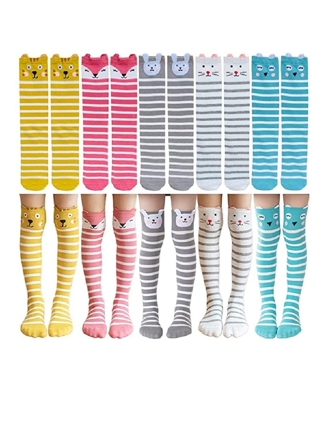 el regalo girls pack of 5 patterned striped socks