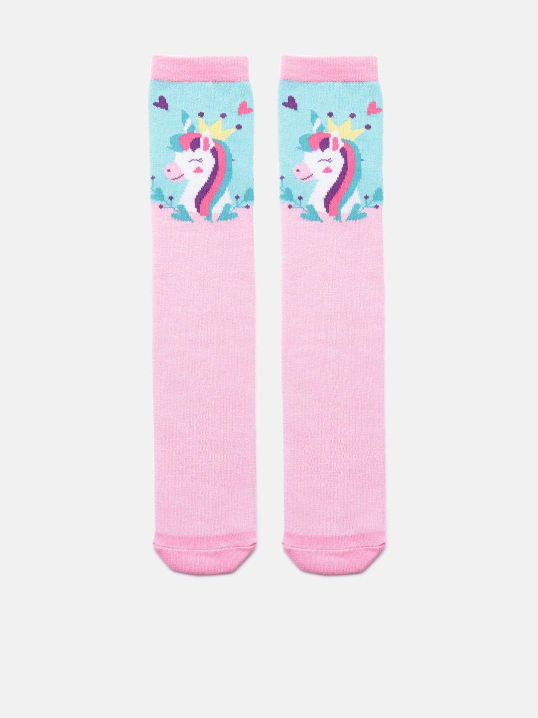 el regalo girls unicorn printed knee-length socks