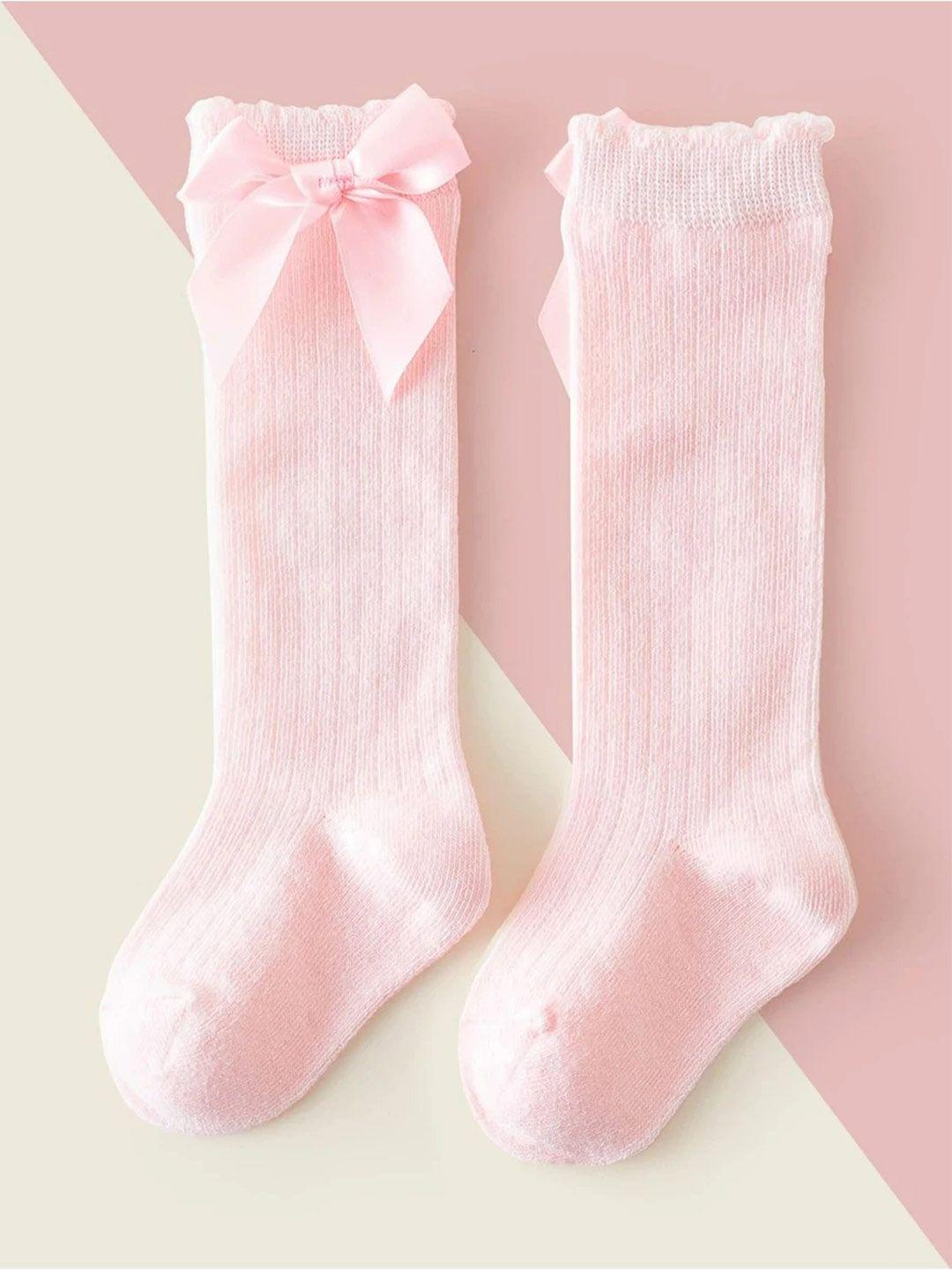 el regalo infant girls pink solid calf-length socks