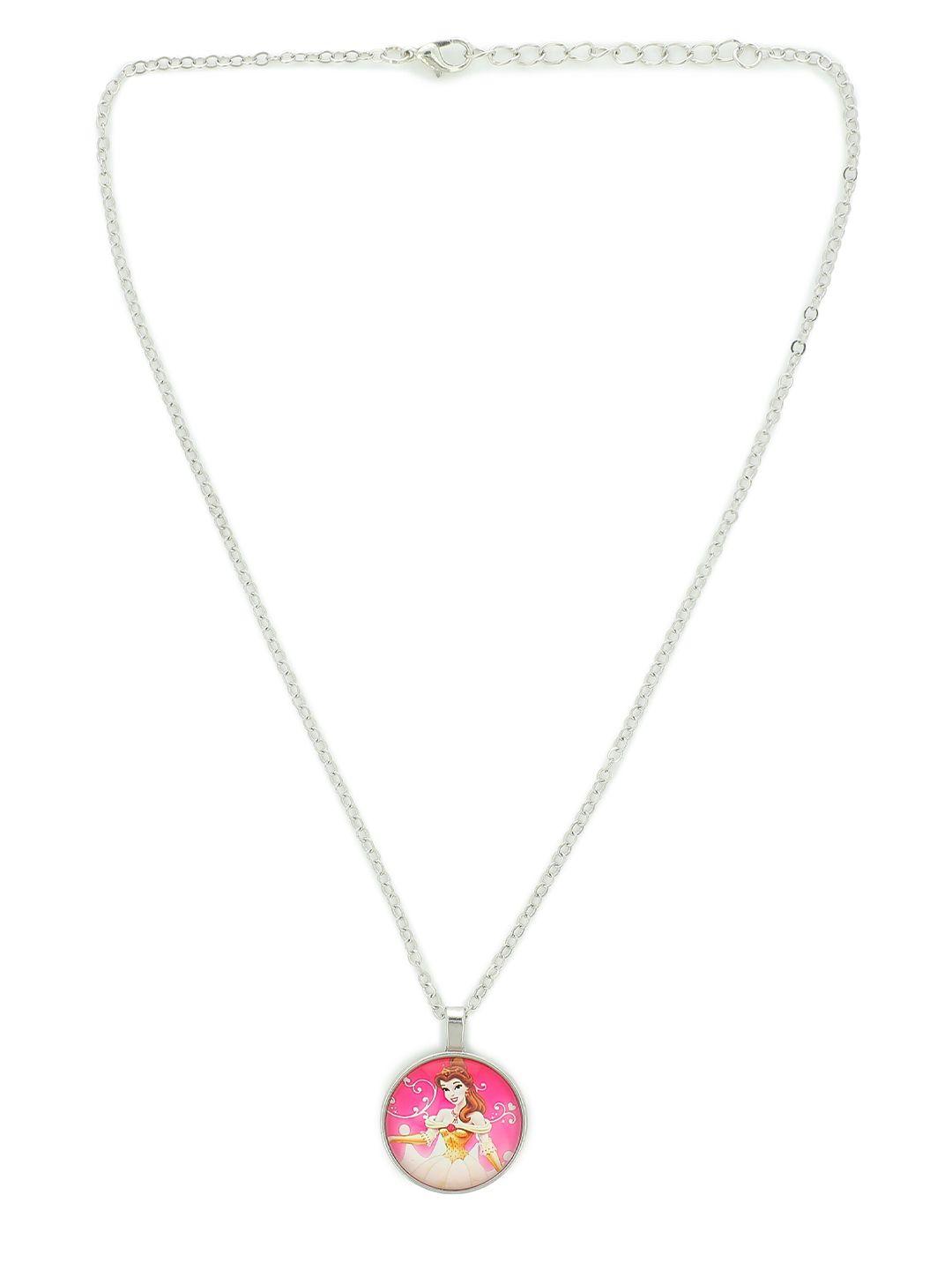 el regalo kids girls silver-toned & pink princess pendant chain