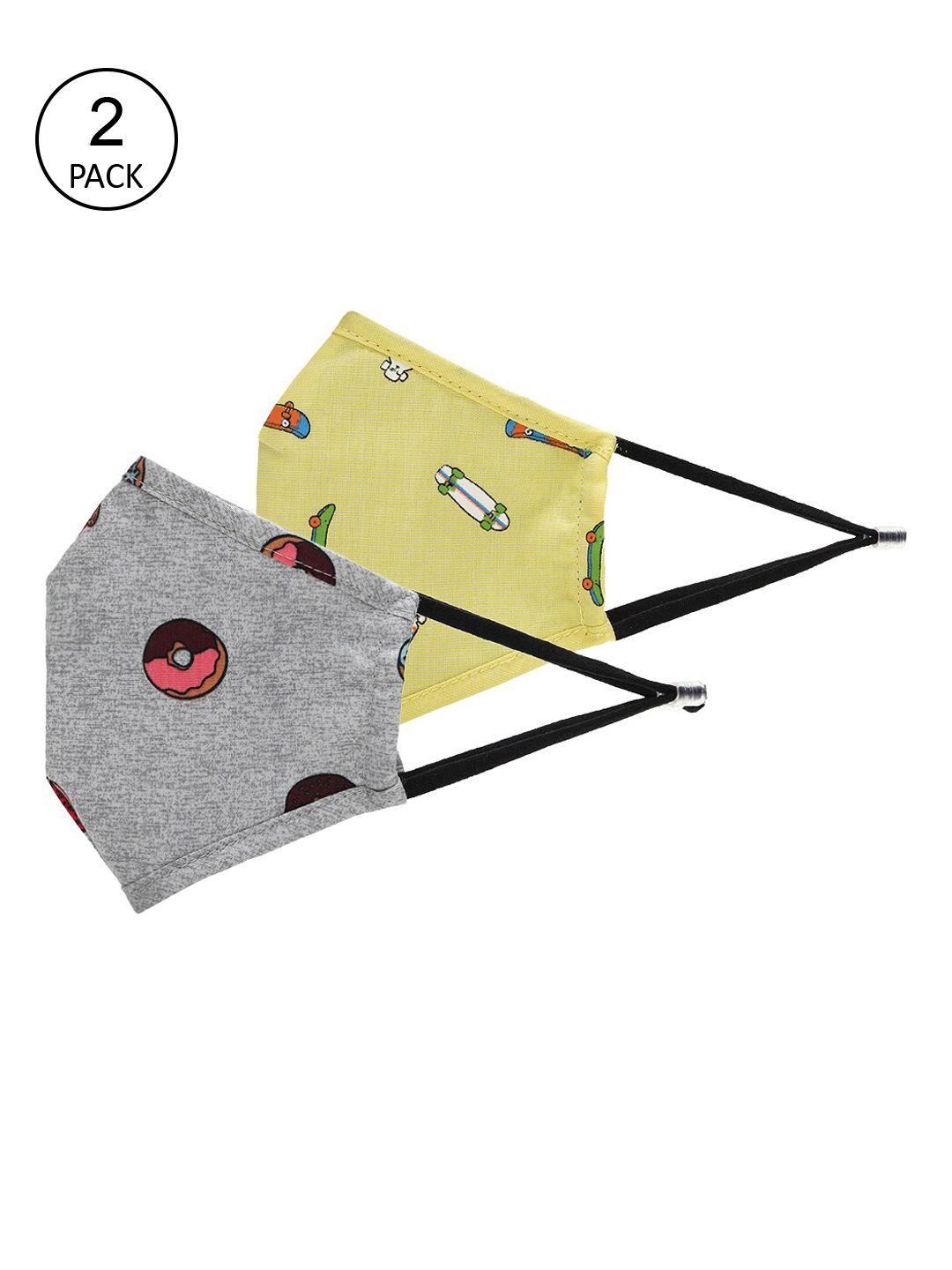 el regalo kids pack of 2 printed cotton 3-ply cloth masks & lanyards