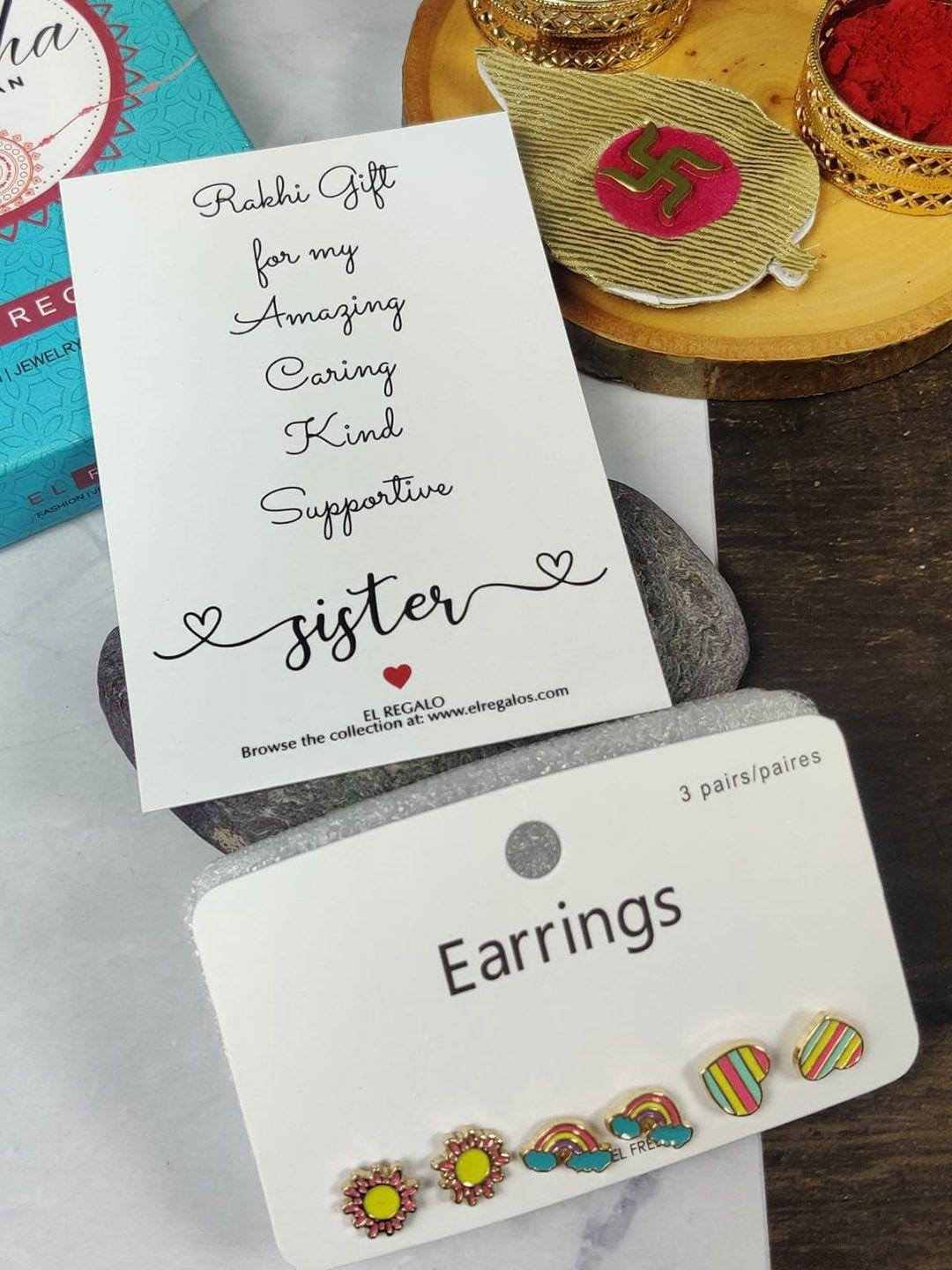el regalo multicoloured contemporary studs earrings