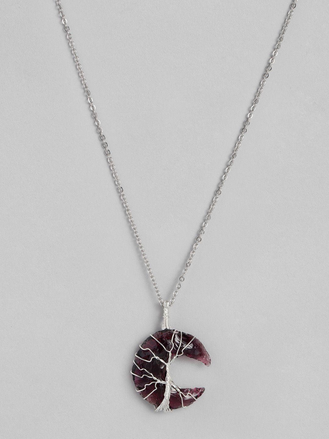 el regalo purple tree of life moon shaped handcrafted link necklace