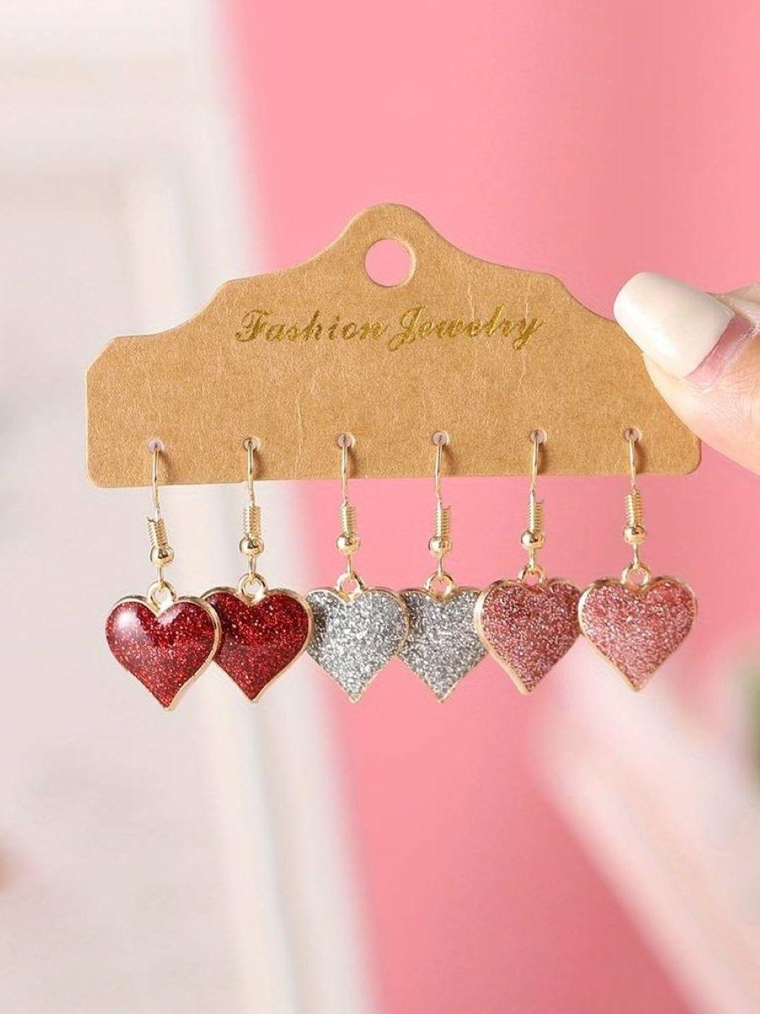 el regalo set of 3 heart shaped drop earrings